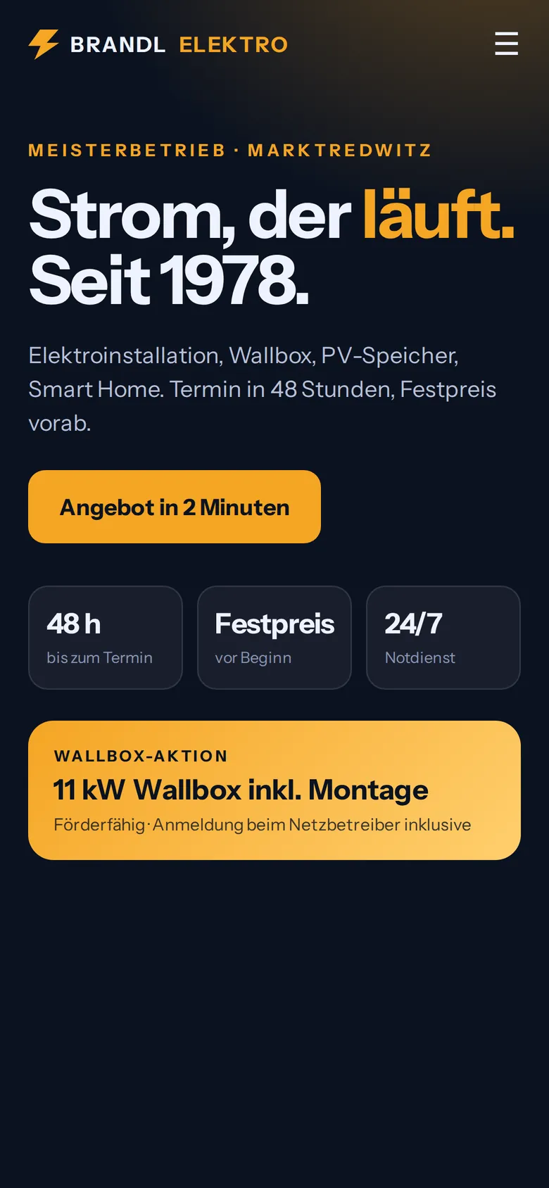 Entwurf einer Website für Handwerk, erfundener Betrieb