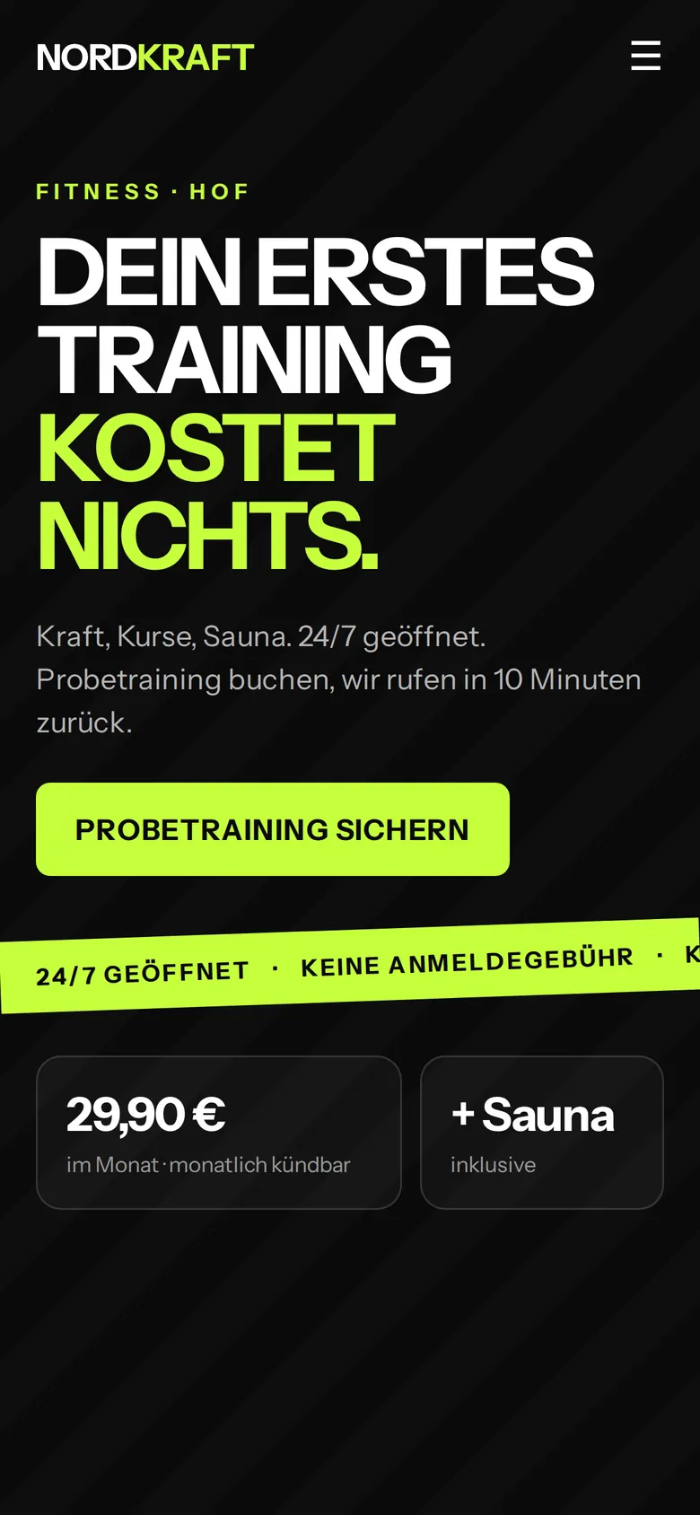Entwurf einer Website für Studio, erfundener Betrieb